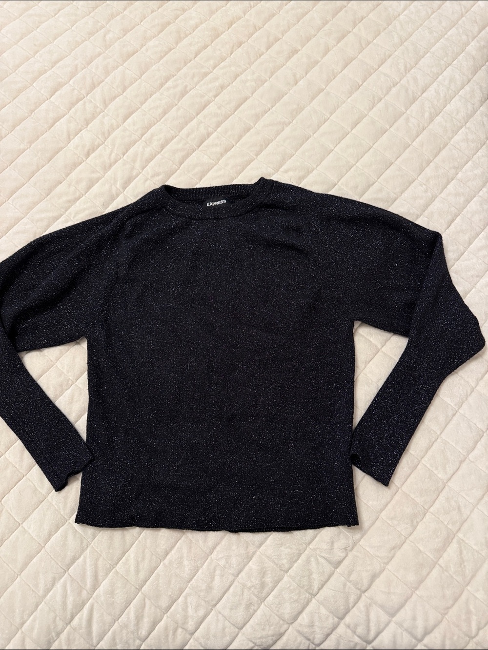 Express Black Metallic Sparkle Crewneck Sweater